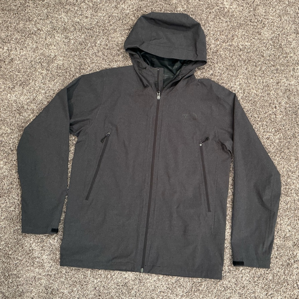The North Face, men’s gray rain-shell, size L